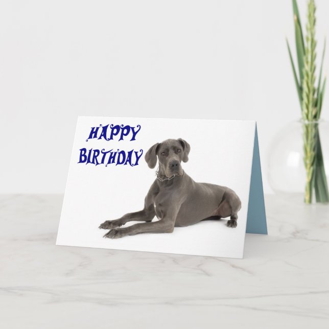 Carte Joyeux Anniversaire Grande Dane Puppy Dog Card - V (Devant)