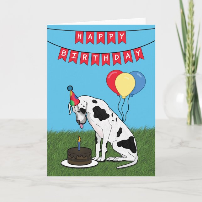 Carte Joyeux anniversaire Great Dane Dog Card (Devant)