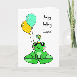 Carte Joyeux Anniversaire   Grenouille Mignonne avec Bal