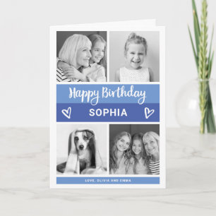 Carte Joyeux anniversaire   Grille photo bloc couleur bl