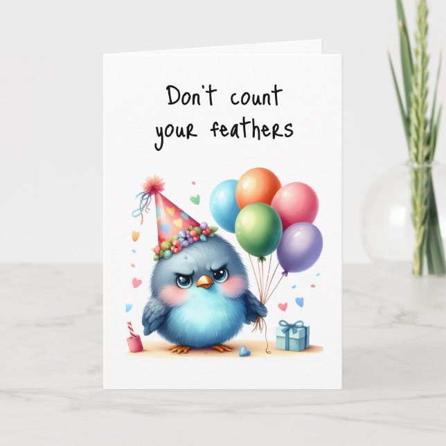 Carte Joyeux Anniversaire Grumpy Bird Compter Vos Bénédi (Devant)