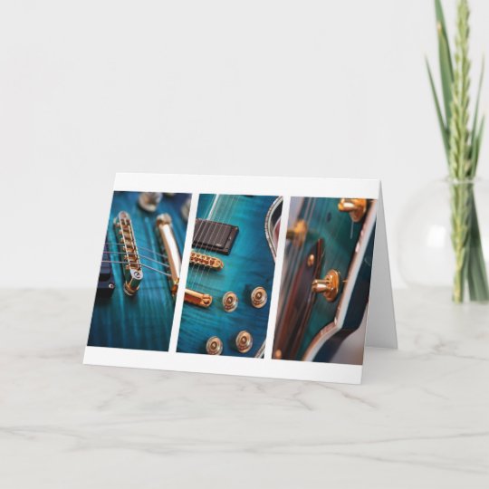 Carte Joyeux Anniversaire Guitare Dans Le Bleu Zazzle Fr