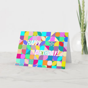 Carte Joyeux anniversaire HAPPINESS & JOY Modern Art Car
