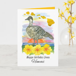 Carte Joyeux Anniversaire Hawaï Oiseau Nene Coucher de s