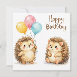 Carte Joyeux Anniversaire Hérissons Aquarelle avec Ballo