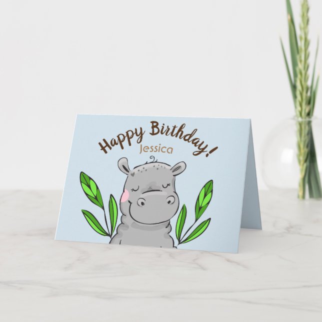 Carte Joyeux Anniversaire Hippopotame (Devant)