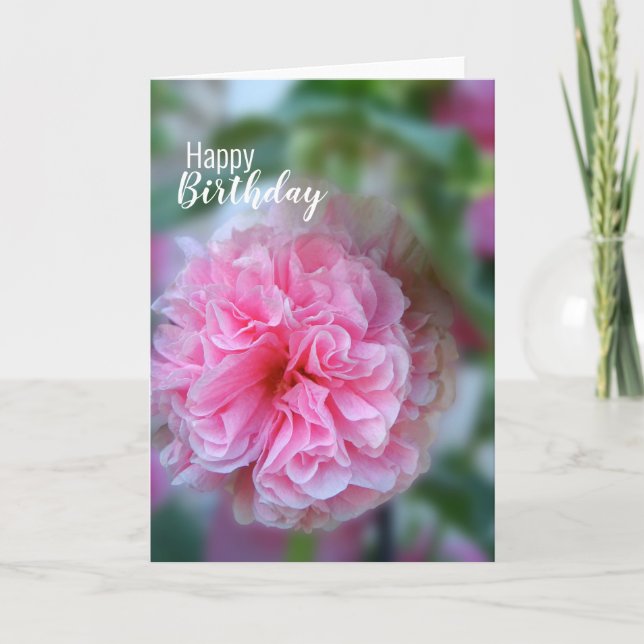 Carte Joyeux anniversaire Hollyhock photo florale (Devant)