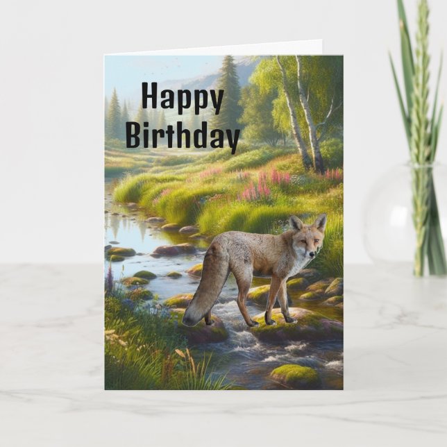 Carte Joyeux anniversaire homme Fox  (Devant)