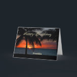 Carte Joyeux Anniversaire Hommes Coucher de soleil Océan<br><div class="desc">Joyeux Anniversaire Hommes Sunset Tropical Ocean Card a un brillant coucher de soleil orange sur l'océan serein. Remplacez l'information par la vôtre et donnez à cette personne spéciale dans votre vie. Photo de Denise Bennerson,  photographe</div>