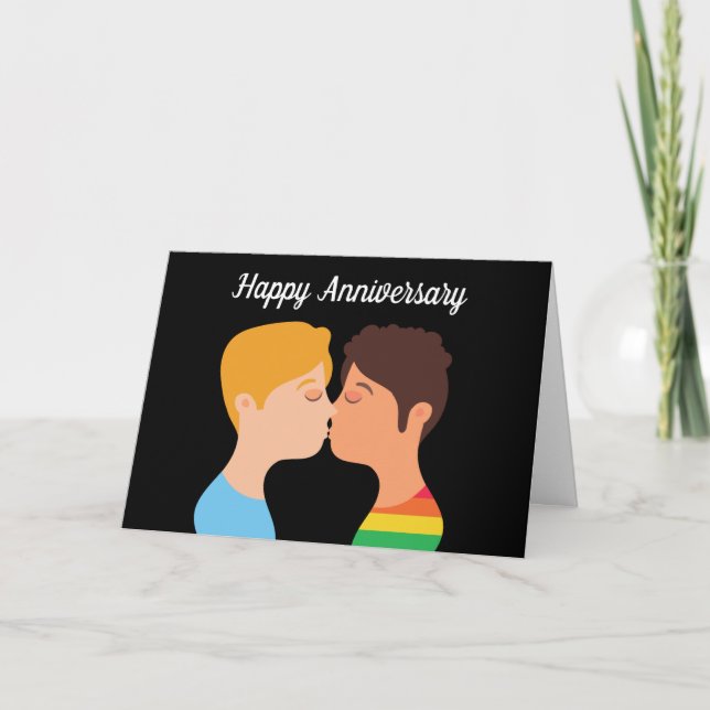 Carte Joyeux Anniversaire Hommes Gay Couple Romantique A (Devant)