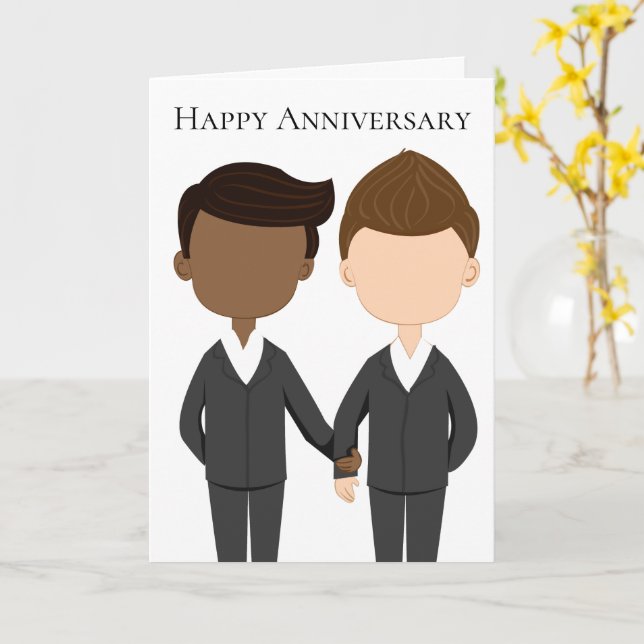 Carte Joyeux Anniversaire Hommes Hommes Interraciaux Gay (Fleur jaune)