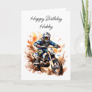 Carte Joyeux Anniversaire Hubby   Motocross Bike