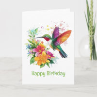 Joyeux anniversaire Hummingbird Fleurs tropicales