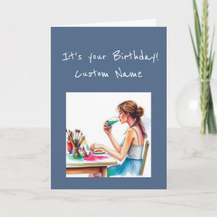 Carte Joyeux Anniversaire  Humour d'Artiste Aquarelle Sp
