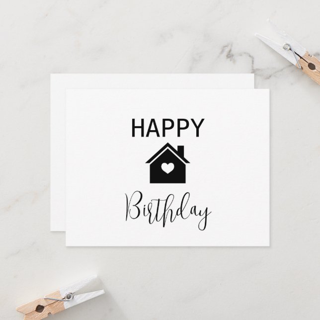 Carte Joyeux Anniversaire immobilier (Devant/Arrière en situation)