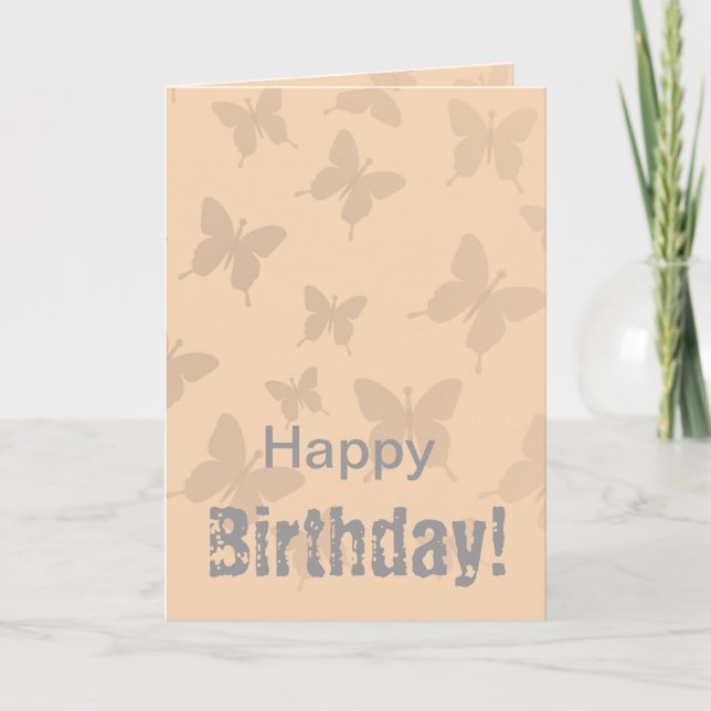 Carte Joyeux anniversaire, impressions de papillons (Devant)