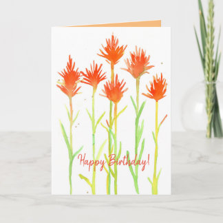 Carte Joyeux Anniversaire Indien Paintbrush Watercolor F