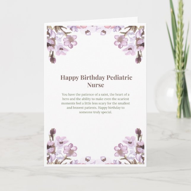 Carte Joyeux Anniversaire Infirmière Pédiatrique (Devant)