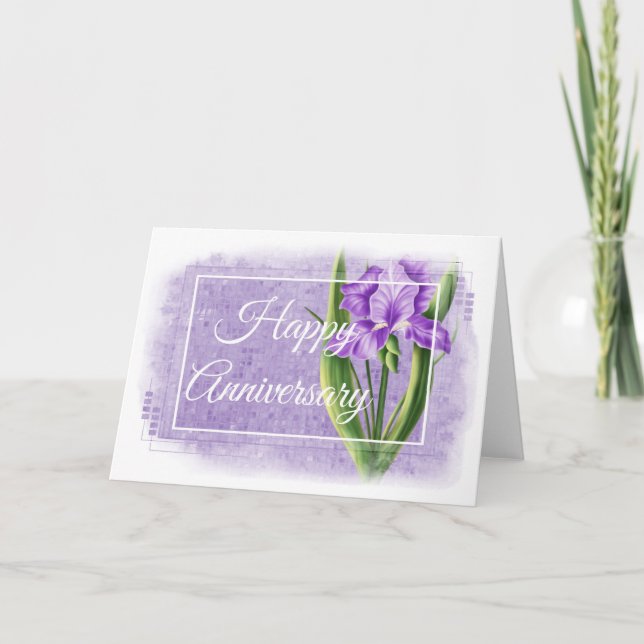 Carte Joyeux Anniversaire - Iris Violet d2 (Devant)
