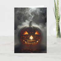 Joyeux anniversaire Jack-o-lanterne dans la fumée