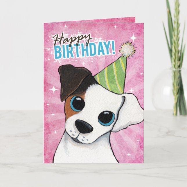 Carte Joyeux Anniversaire Jack Russell Party Chien (Devant)