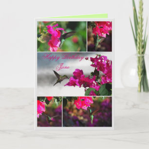 Carte Joyeux anniversaire Jane Green Carib Hummingbird