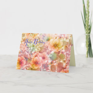 Carte Joyeux Anniversaire jardin de fleurs pastel