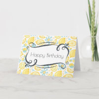 Joyeux anniversaire jaune de citrons et de fleurs