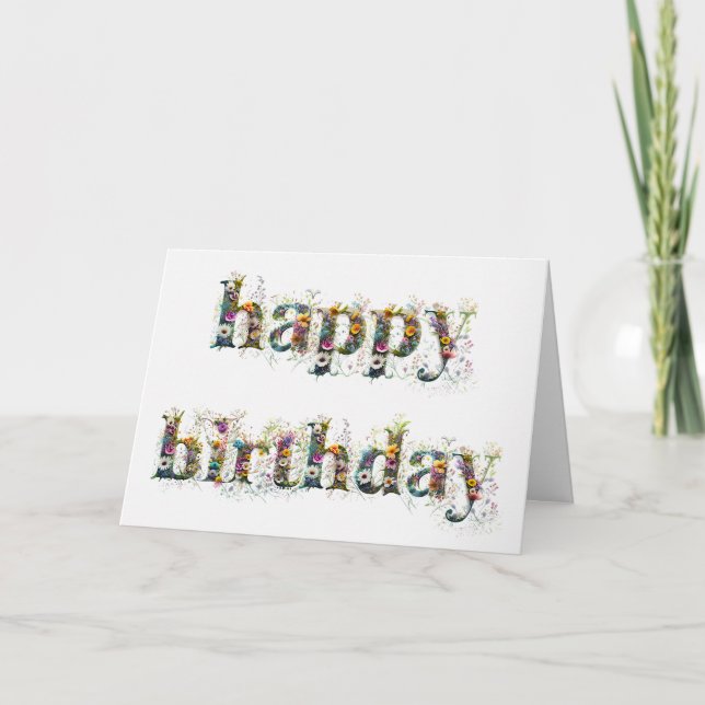 Carte Joyeux Anniversaire Jets de Fleurs Sauvages (Devant)