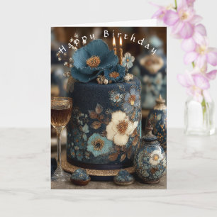Carte Joyeux Anniversaire Jolies Fleurs Blanches Bleues 