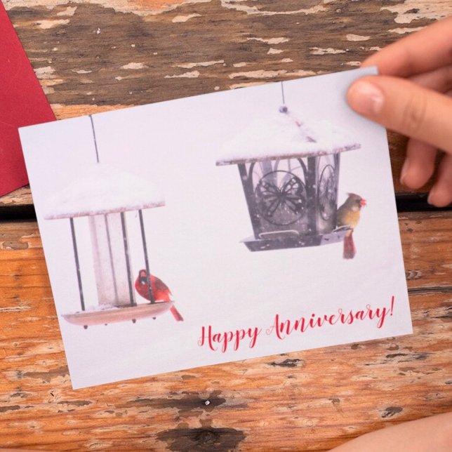 Carte Joyeux Anniversaire Jolis Cardinals Oiseaux (Créateur téléchargé)