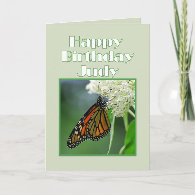 Carte Joyeux Anniversaire Judy Monarch Papillon (Devant)