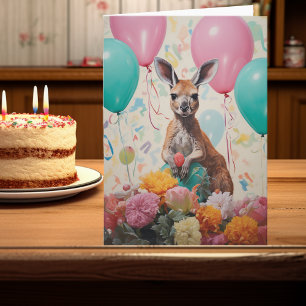 Carte Joyeux anniversaire Kangaroo Animaux australiens