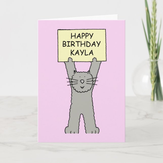 Carte Joyeux anniversaire Kayla Cartoon Chat (Devant)