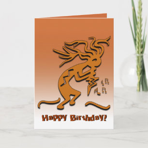 Carte Joyeux Anniversaire Kokopelli Musicien Notes Perso