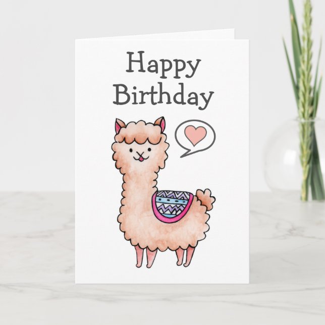 Carte Joyeux Anniversaire Lama (Devant)