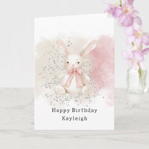 Carte Joyeux Anniversaire Lapin Mignon avec Ruban