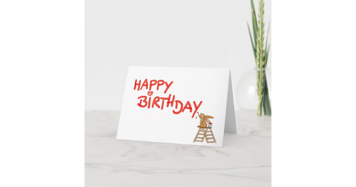 Carte Joyeux Anniversaire Lapin Sur L Echelle Zazzle Fr