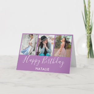 Carte Joyeux Anniversaire Lavande et blanc 3 photo Colla
