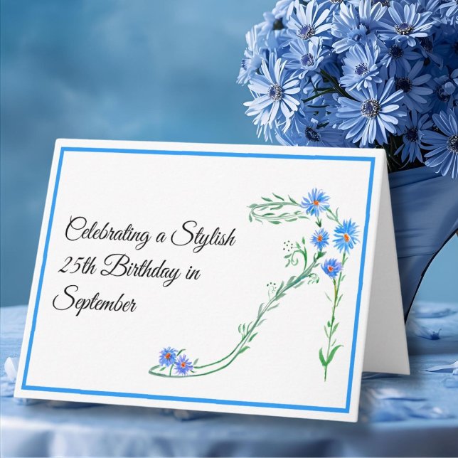 Carte Joyeux anniversaire le 25 septembre Fleurs Aster B (Créateur téléchargé)