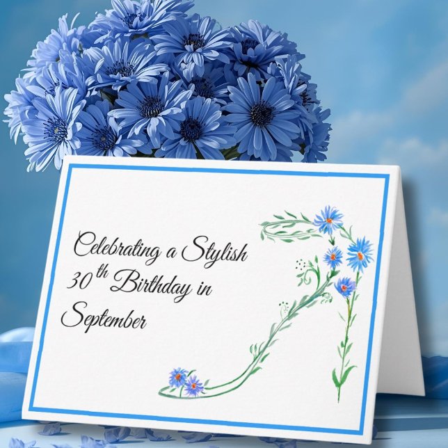 Carte Joyeux anniversaire le 30 septembre Fleurs Aster B (Créateur téléchargé)