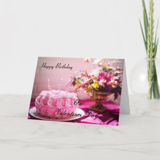 Carte Joyeux anniversaire, le jour de la Saint-Valentin (Devant)