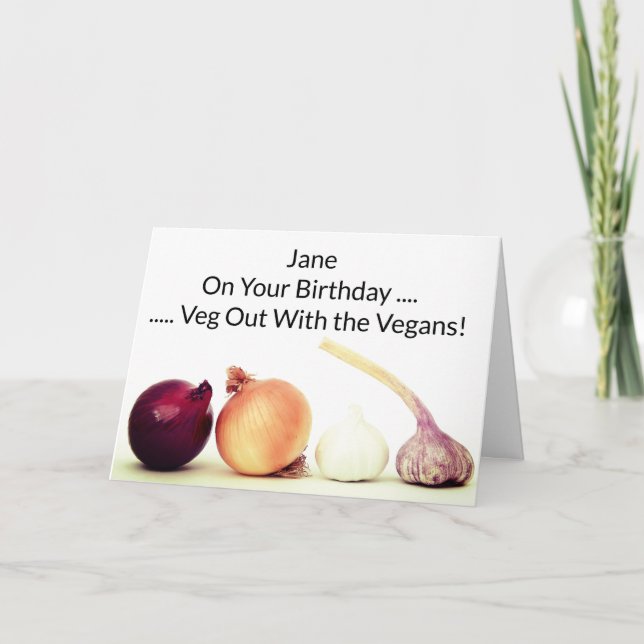 Carte Joyeux Anniversaire Légumes Végétaliens (Devant)