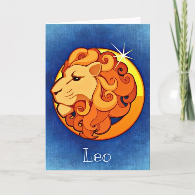 Carte Joyeux anniversaire Leo Zodiac Horoscope août (Devant)