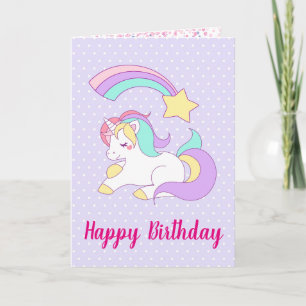 Carte Joyeux Anniversaire Licorne avec Étoile Filante Co