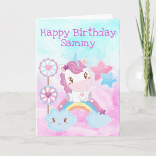 Carte Joyeux Anniversaire Licorne Mignonne, Arc-en-Ciel