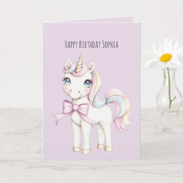 Carte Joyeux Anniversaire Licorne Mignonne Douce (Petite plante)