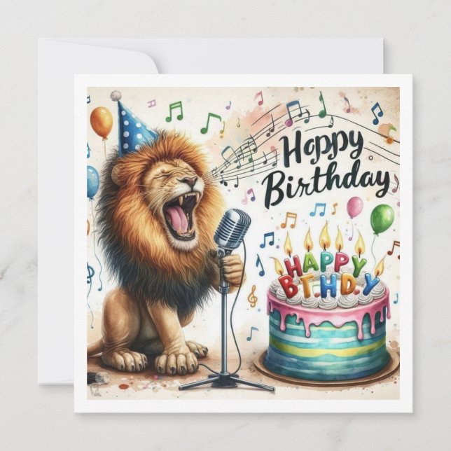 Carte Joyeux Anniversaire Lion (Devant)