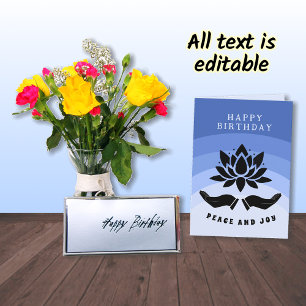 Carte Joyeux Anniversaire lotus fleur pacifique bleu