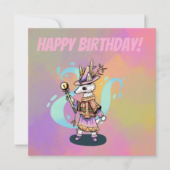 Carte Joyeux Anniversaire Loup Magique (Devant)